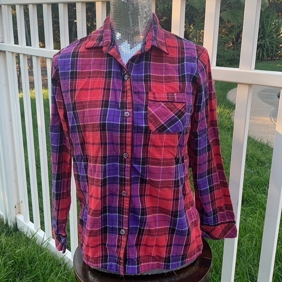 Victoria’s Secret collared plaid PJ top XS - Picture 1 of 11